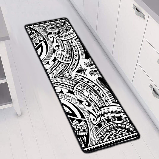 Tribal Maori Polynesian Tattoo Print Long Kitchen Mat