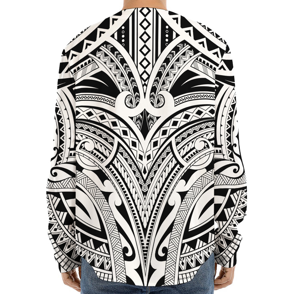 Tribal Maori Polynesian Tattoo Print Long Sleeve Baseball Jersey