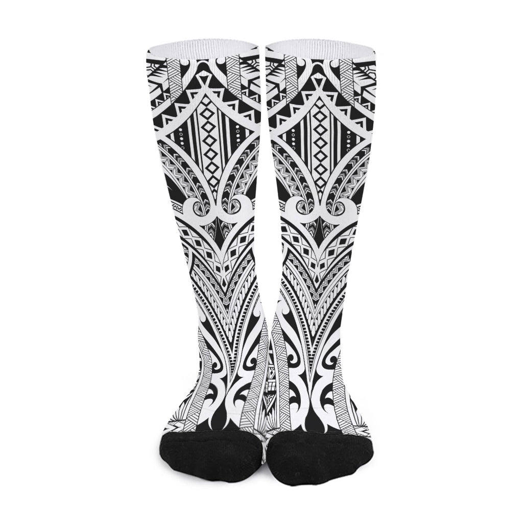 Tribal Maori Polynesian Tattoo Print Long Socks