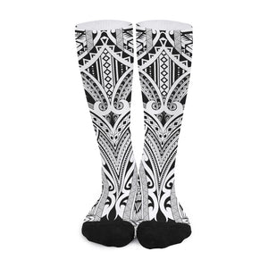 Tribal Maori Polynesian Tattoo Print Long Socks