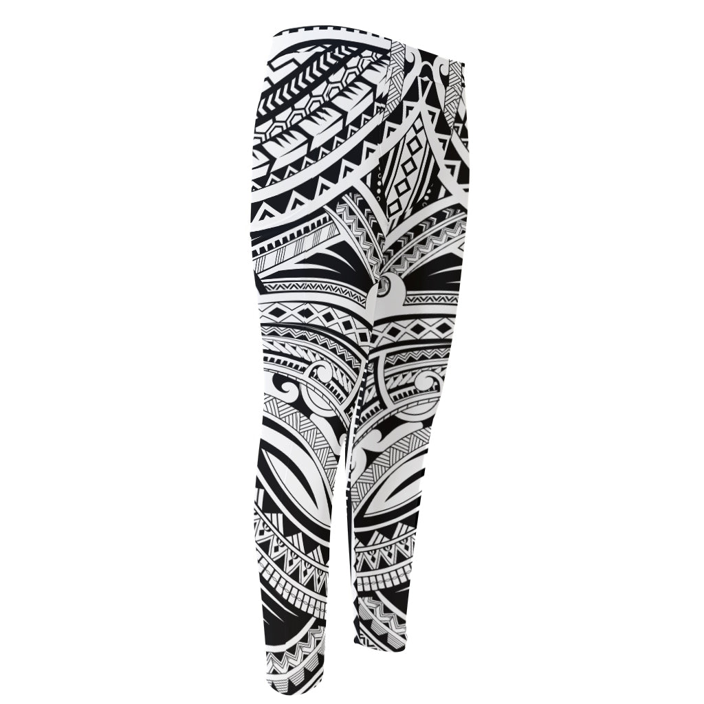 Tribal Maori Polynesian Tattoo Print Men's Compression Pants