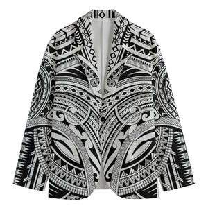 Tribal Maori Polynesian Tattoo Print Men's Cotton Blazer