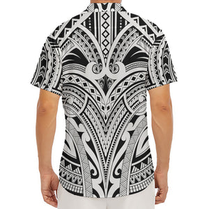 Tribal Maori Polynesian Tattoo Print Men's Deep V-Neck Shirt