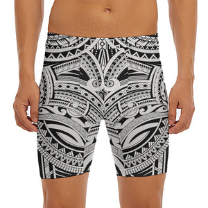 Tribal Maori Polynesian Tattoo Print Men's Long Boxer Briefs