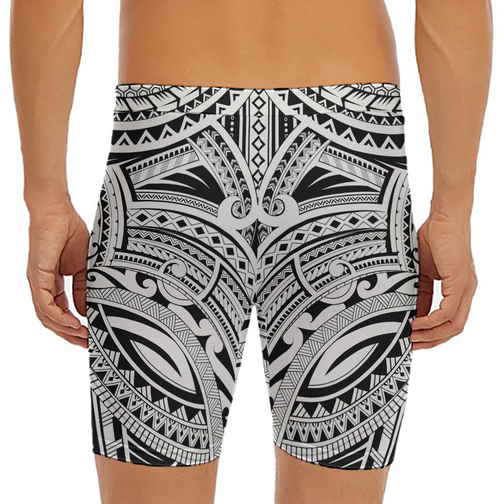 Tribal Maori Polynesian Tattoo Print Men's Long Boxer Briefs