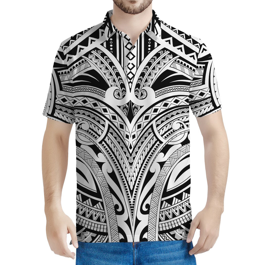 Tribal Maori Polynesian Tattoo Print Men's Polo Shirt