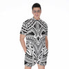 Tribal Maori Polynesian Tattoo Print Men's Rompers