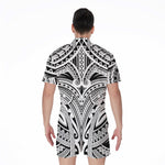 Tribal Maori Polynesian Tattoo Print Men's Rompers