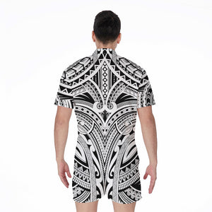 Tribal Maori Polynesian Tattoo Print Men's Rompers