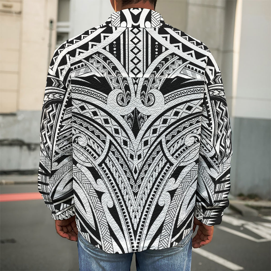 Tribal Maori Polynesian Tattoo Print Men's Shirt Jacket