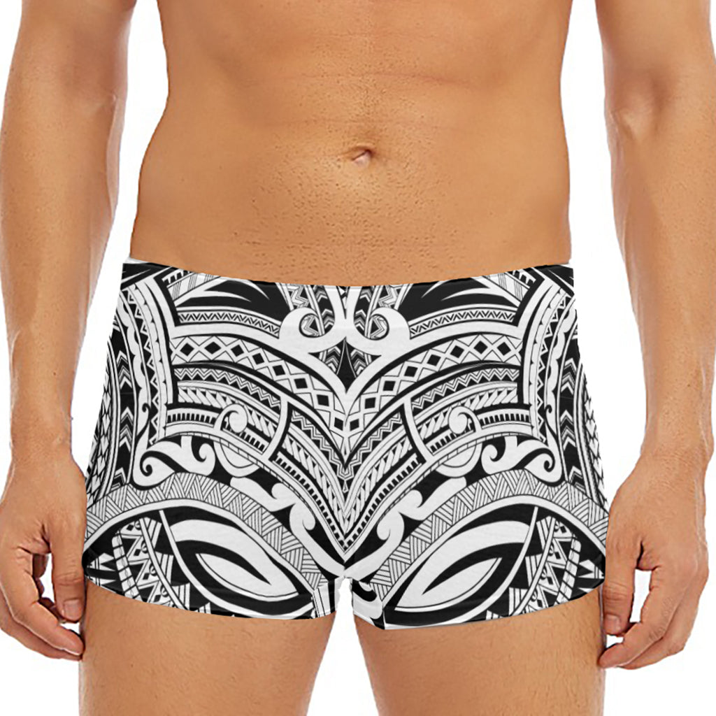 Tribal Maori Polynesian Tattoo Print Men's Short Boxer Briefs
