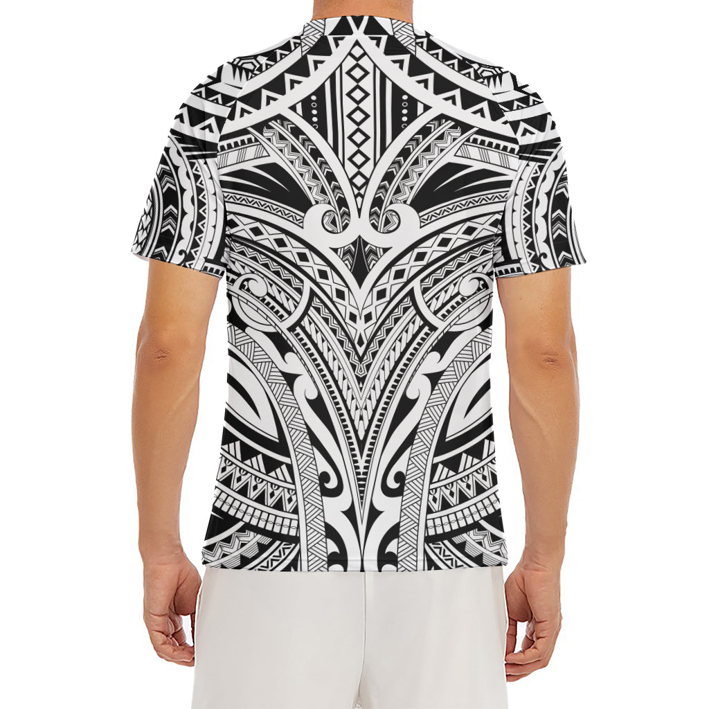 Tribal Maori Polynesian Tattoo Print Men's Short Sleeve Rash Guard