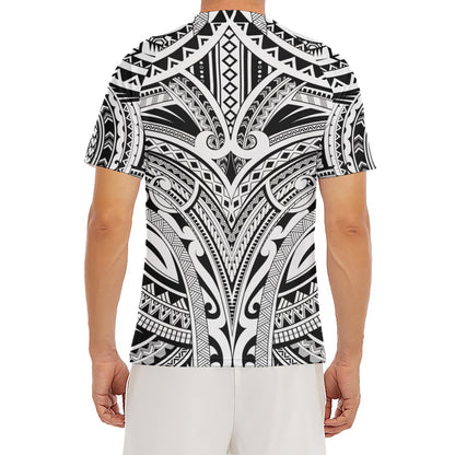 Tribal Maori Polynesian Tattoo Print Men's Short Sleeve Rash Guard