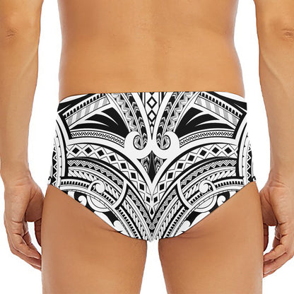 Tribal Maori Polynesian Tattoo Print Men's Triangle Swim Briefs
