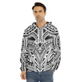Tribal Maori Polynesian Tattoo Print Men's Velvet Pullover Hoodie