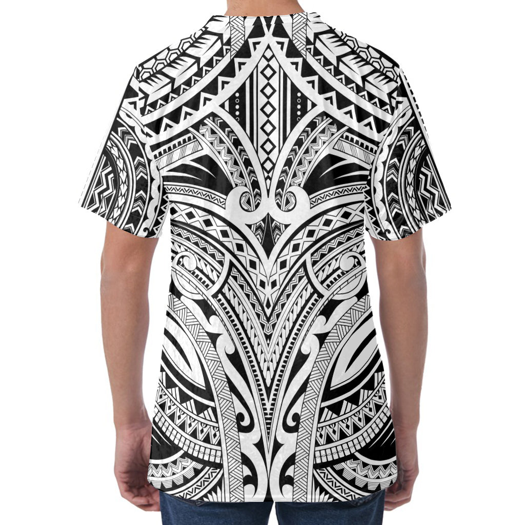 Tribal Maori Polynesian Tattoo Print Men's Velvet T-Shirt