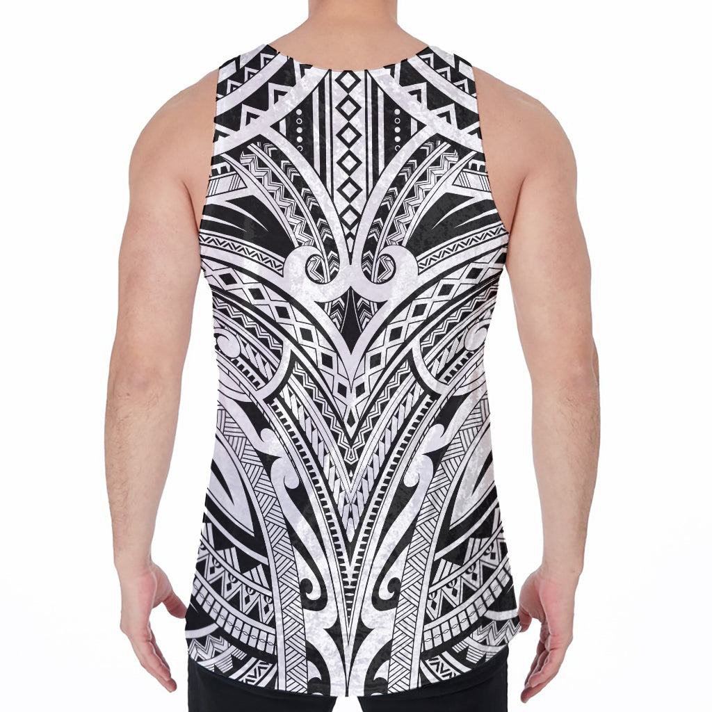 Tribal Maori Polynesian Tattoo Print Men's Velvet Tank Top