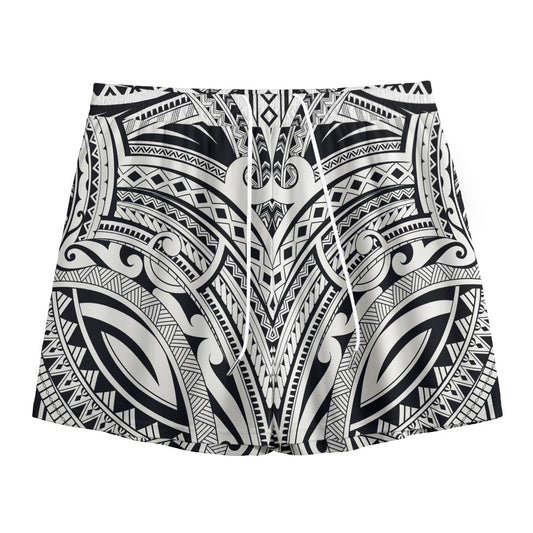 Tribal Maori Polynesian Tattoo Print Mesh Shorts