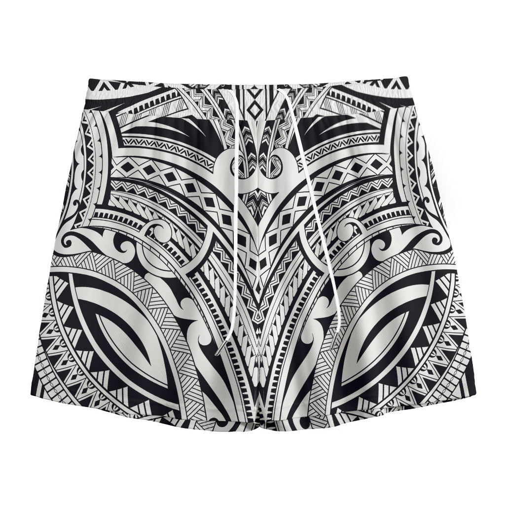 Tribal Maori Polynesian Tattoo Print Mesh Shorts