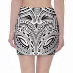 Tribal Maori Polynesian Tattoo Print Pencil Mini Skirt