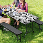 Tribal Maori Polynesian Tattoo Print Picnic Table Cover