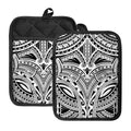 Tribal Maori Polynesian Tattoo Print Pot Holders With Pocket