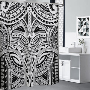 Tribal Maori Polynesian Tattoo Print Premium Shower Curtain