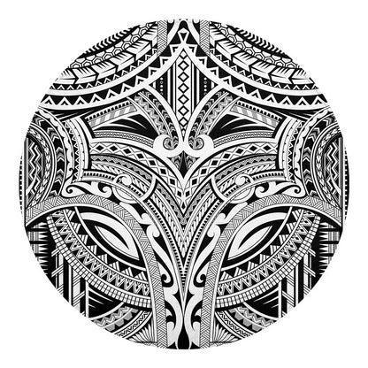 Tribal Maori Polynesian Tattoo Print Round Blanket