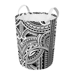 Tribal Maori Polynesian Tattoo Print Round Laundry Basket