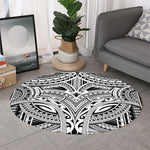 Tribal Maori Polynesian Tattoo Print Round Rug