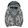 Tribal Maori Polynesian Tattoo Print Sherpa Lined Zip Up Hoodie