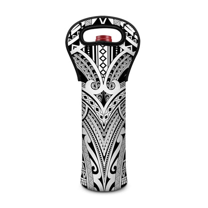 Tribal Maori Polynesian Tattoo Print Single Neoprene Wine Tote