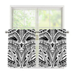 Tribal Maori Polynesian Tattoo Print Tier Curtains
