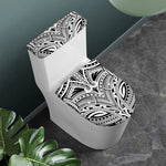 Tribal Maori Polynesian Tattoo Print Toilet Lid And Tank Cover Set