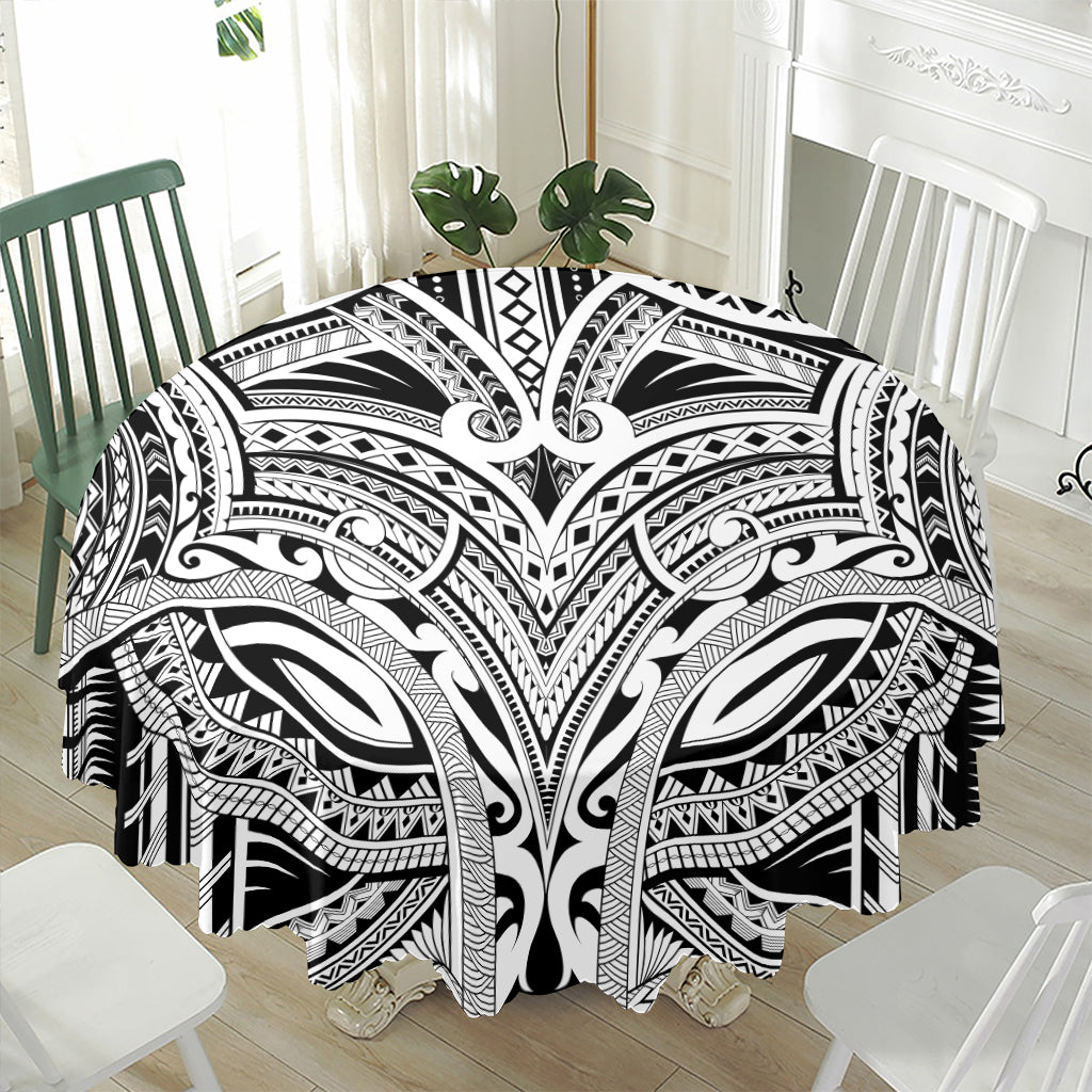 Tribal Maori Polynesian Tattoo Print Waterproof Round Tablecloth