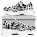 Tribal Maori Polynesian Tattoo Print White Chunky Shoes
