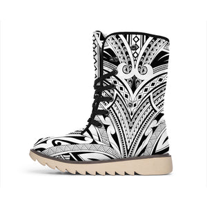 Tribal Maori Polynesian Tattoo Print Winter Boots