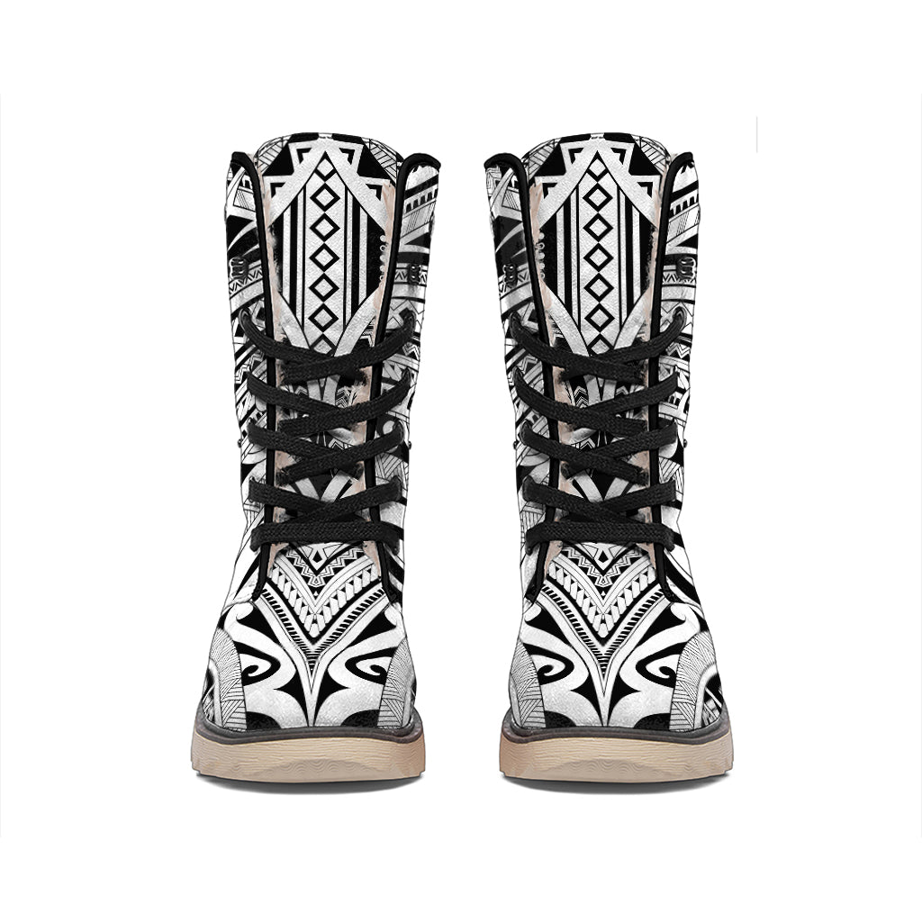 Tribal Maori Polynesian Tattoo Print Winter Boots