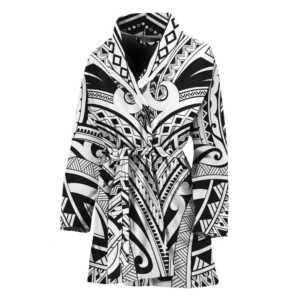 Tribal Maori Polynesian Tattoo Print Women's Bathrobe