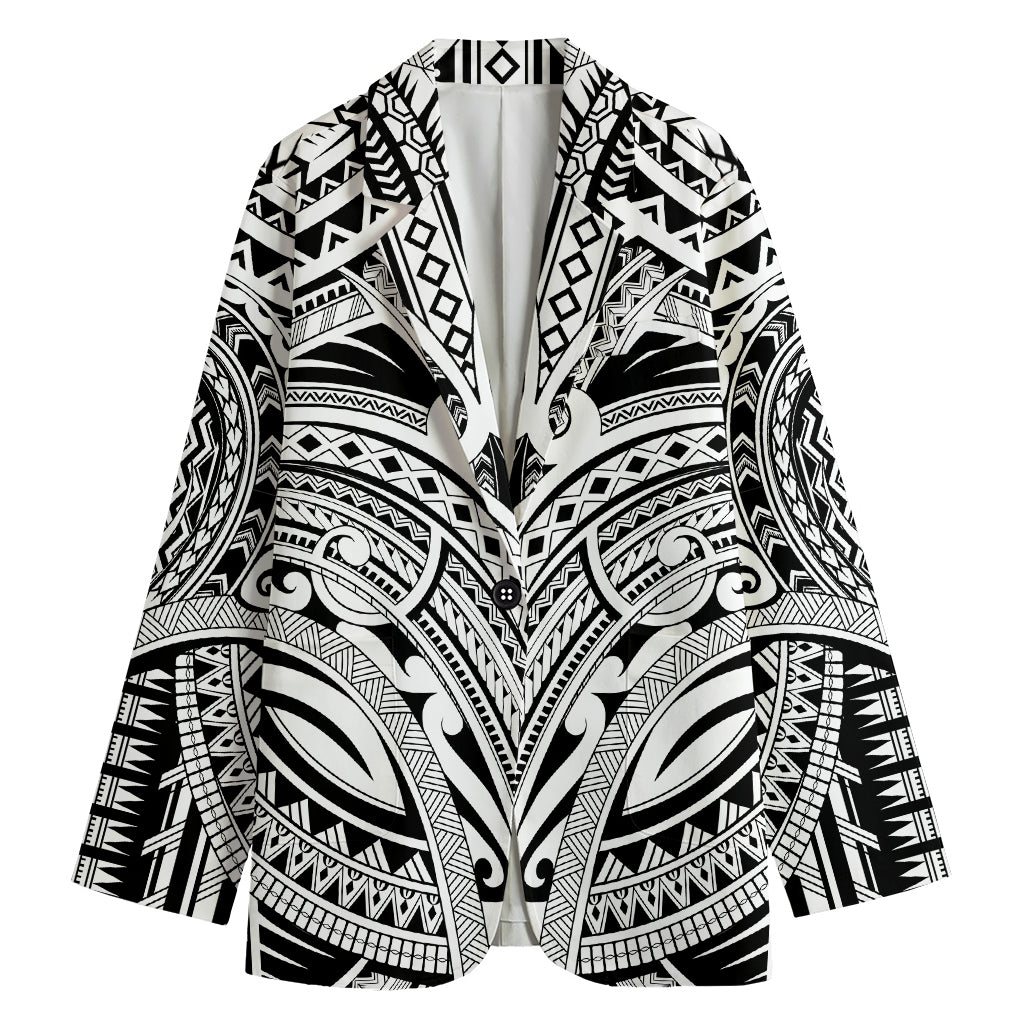 Tribal Maori Polynesian Tattoo Print Women's Blazer