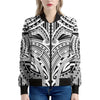 Tribal Maori Polynesian Tattoo Print Women's Bomber Jacket