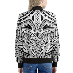 Tribal Maori Polynesian Tattoo Print Women's Bomber Jacket