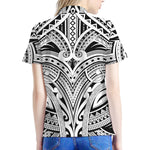 Tribal Maori Polynesian Tattoo Print Women's Polo Shirt