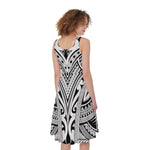 Tribal Maori Polynesian Tattoo Print Women's Sleeveless Dress