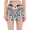 Tribal Maori Polynesian Tattoo Print Women's Split Running Shorts