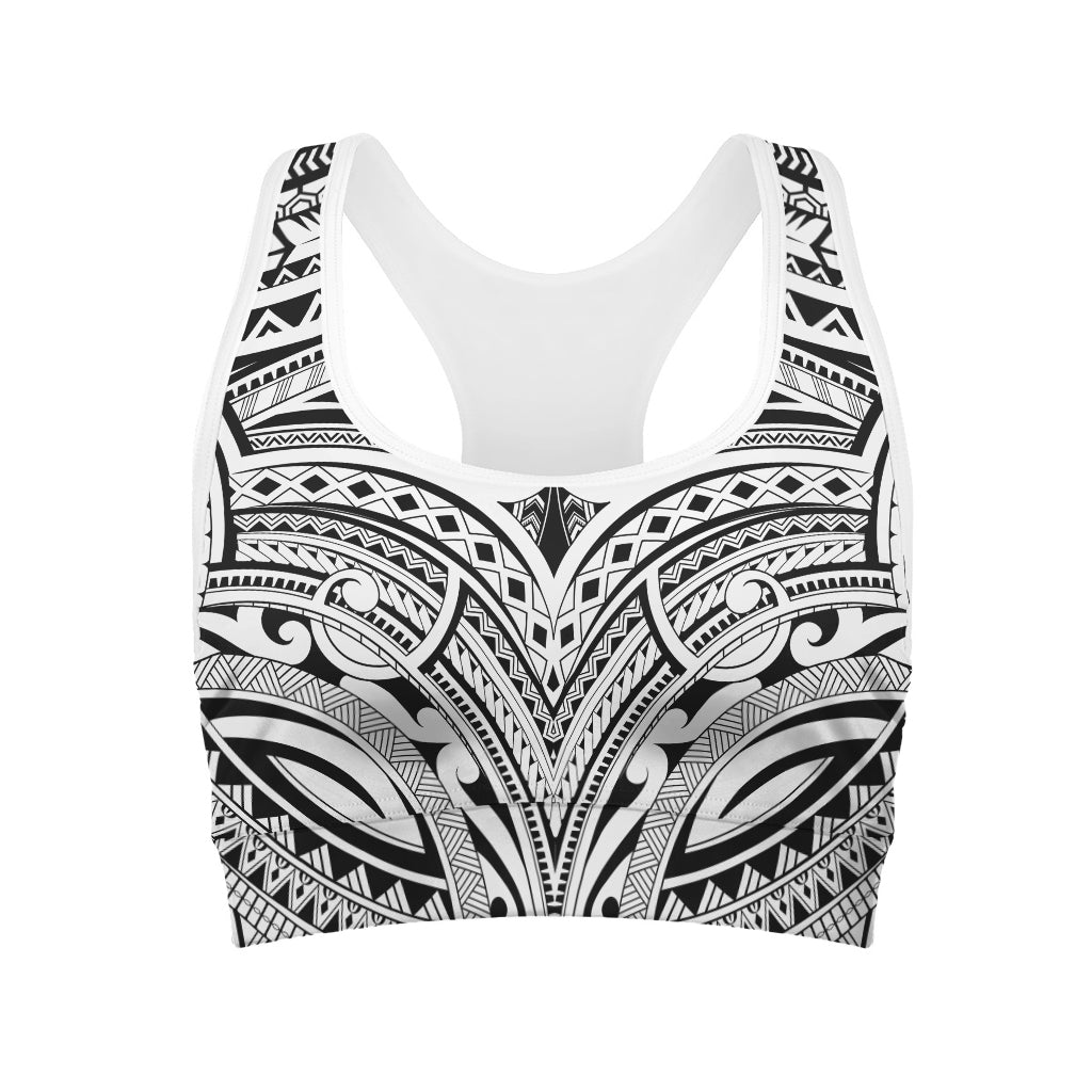 Tribal Maori Polynesian Tattoo Print Women's Sports Bra