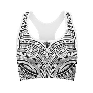 Tribal Maori Polynesian Tattoo Print Women's Sports Bra