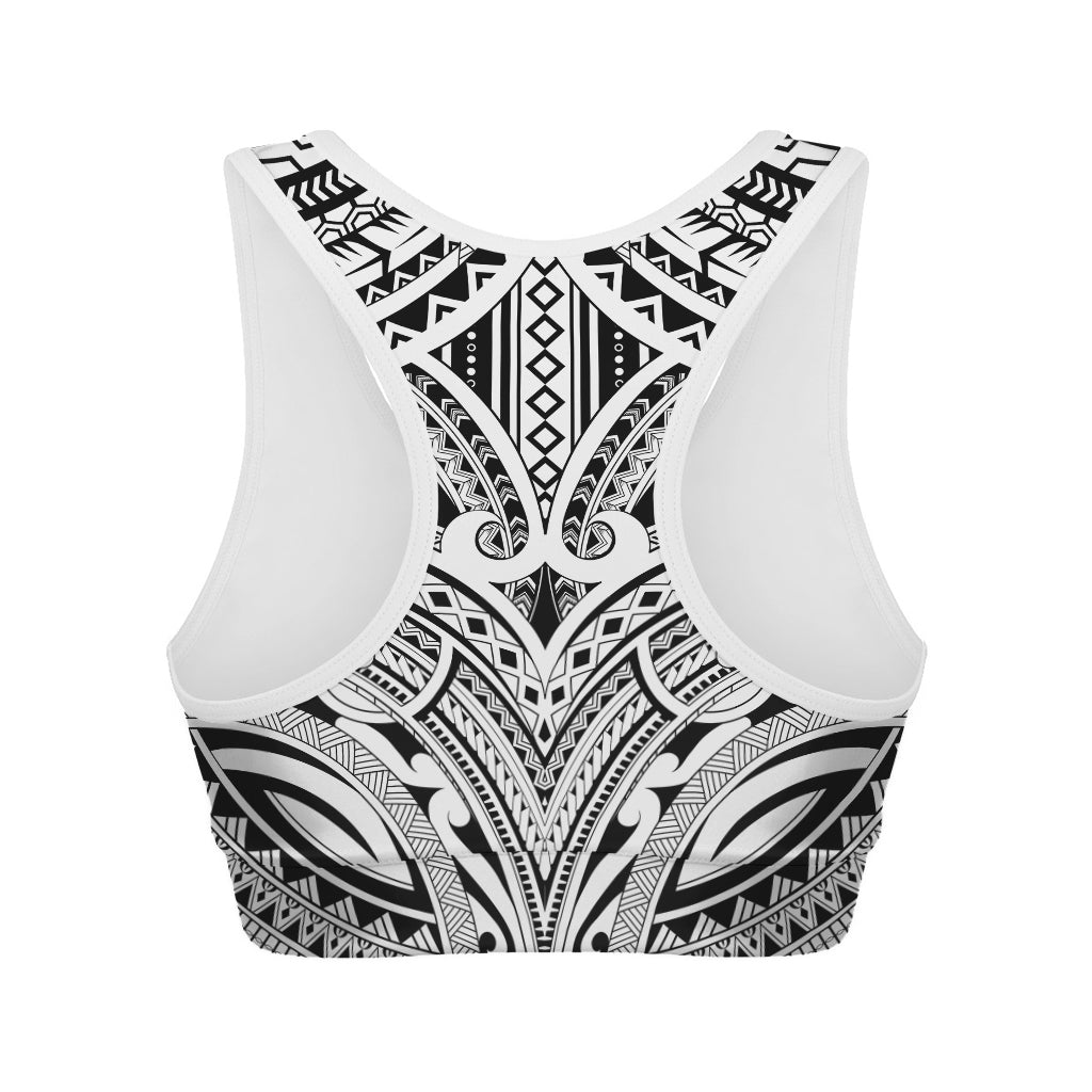 Tribal Maori Polynesian Tattoo Print Women's Sports Bra