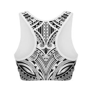 Tribal Maori Polynesian Tattoo Print Women's Sports Bra