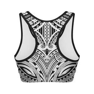 Tribal Maori Polynesian Tattoo Print Women's Sports Bra